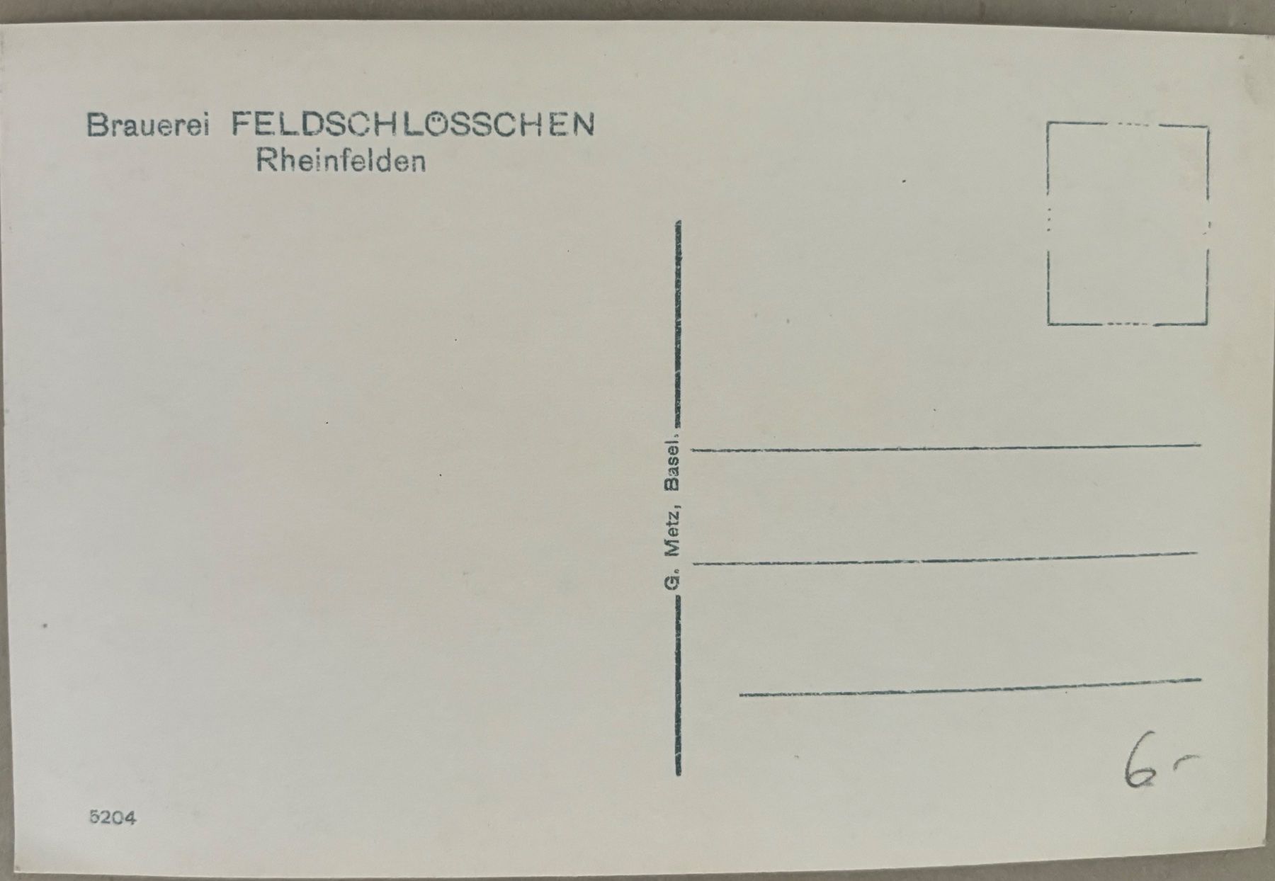 Cartoline postali: Brauerei Feldschlösschen, Rheinfelden – Usato da Frauenfeld venduto da Merk52 1