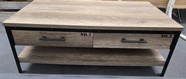 Table basse style industriel  bois & métal  2 tiroirs 