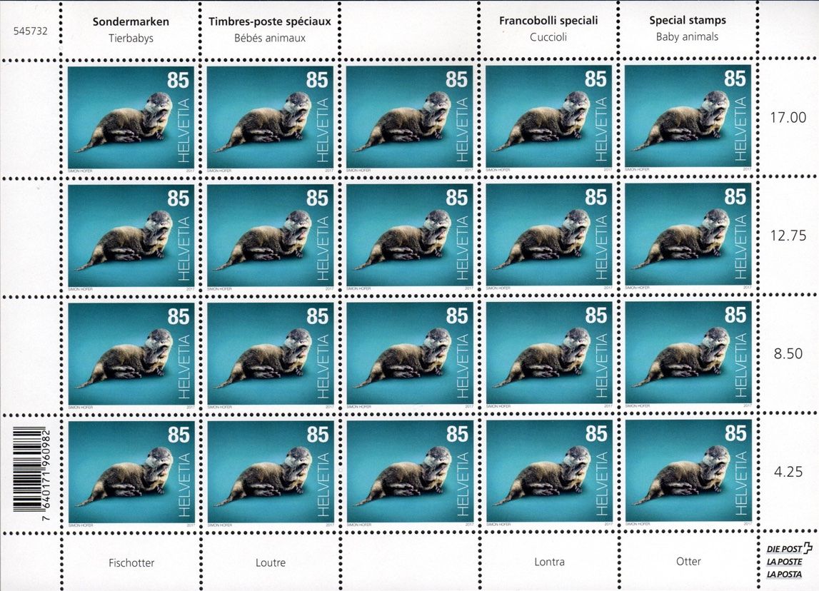Tutti i francobolli: 4 Bogen Tierbabys - Otter, Luchs, Wolf, Bär** – Nuovo (secondo la descrizione) da Dottikon venduto da haeusibuh5 1
