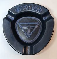 Aschenbecher Laufen 1943 Keramik blau Flugzeug Motiv