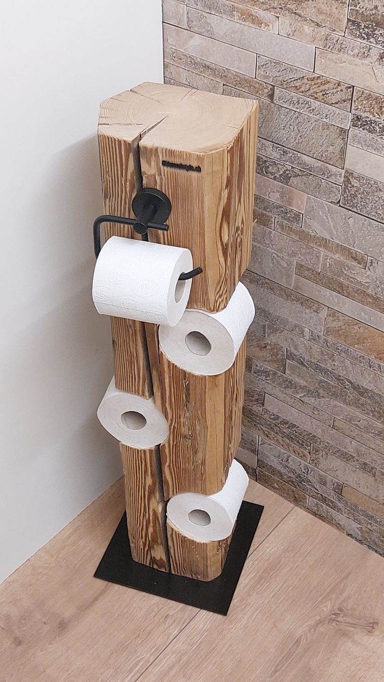 WC: Rustikaler WC-Rollenständer aus einem Altholzbalken – Nuovo e nell'imballaggio originale da Egnach venduto da Oldwoodstyle 3
