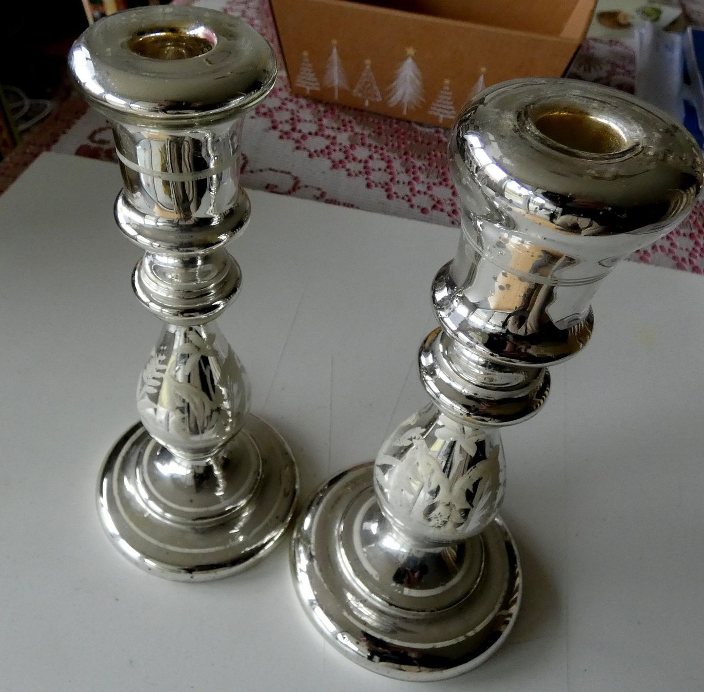 Portacandele: 2 Silber antike  Kerzenständer,  Spiegelglas, versilbert – Usato da Dietlikon venduto da kes_j6d7 1