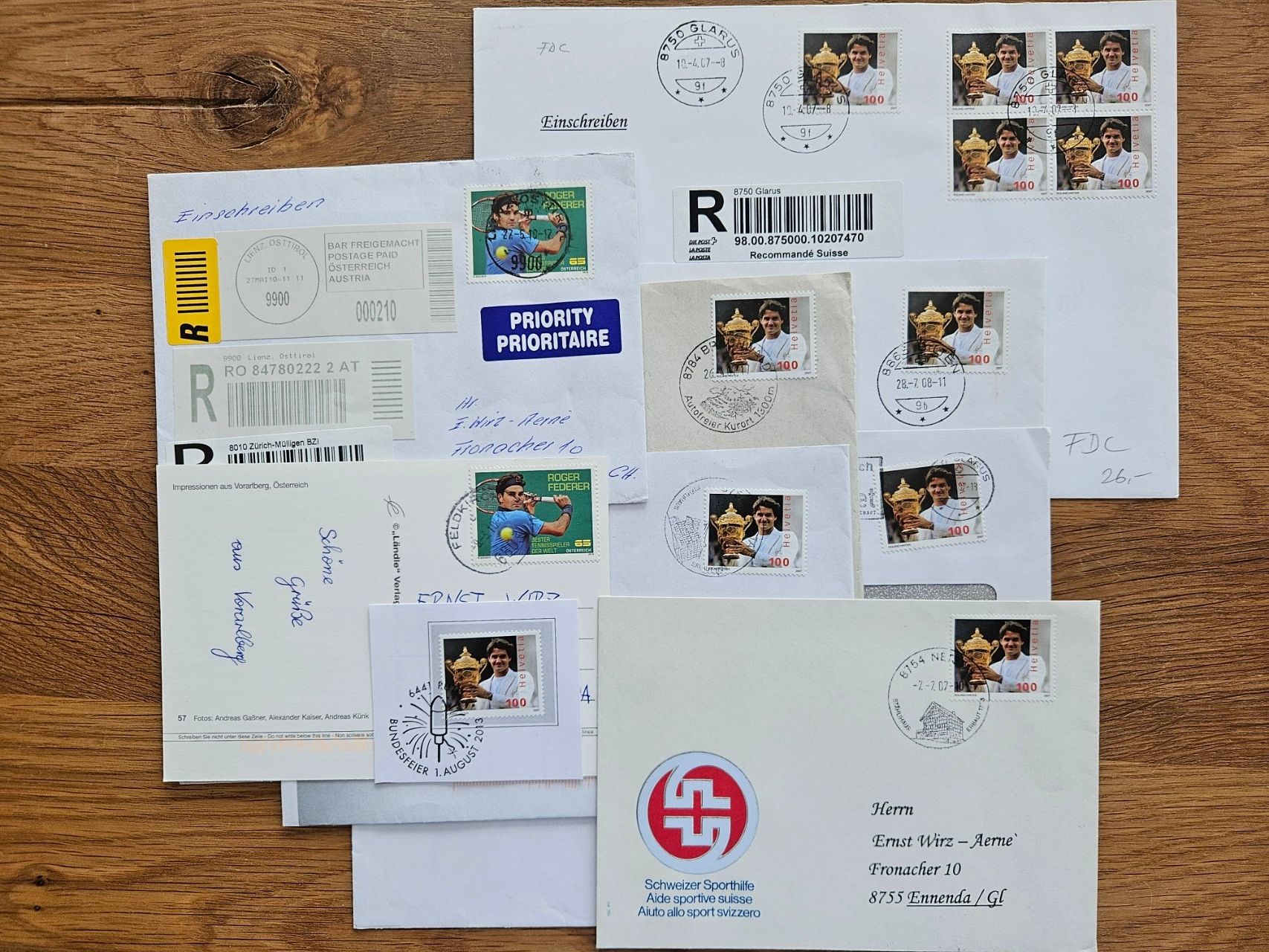 Tutti i francobolli: diverse Federer Belege mit FDC usw. ab nur 5.-- – Usato da Buttikon SZ venduto da Marcelr