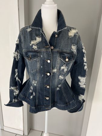 Jeansjacke Elisabetta Franchi Gr. It. 44 Destroyed Look