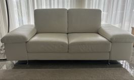 Ledersofa in Off-White – 190 cm | Gepflegter Zustand