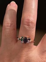 Jolie bague plaquée rose 58 et pierres zircons de couleurs