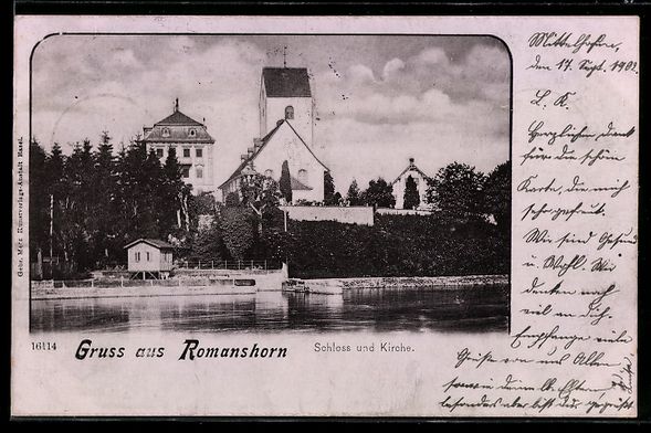 Ansichtskarten: AK Romanshorn, Schloss und Kirche, 1902 – Gebraucht aus Berlin von bartko-reher