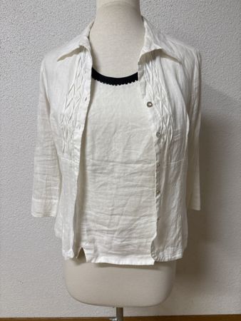 Set Top und Jacke weiss Leinen Grösse S