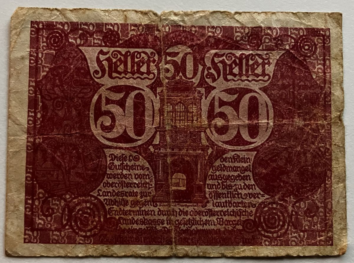 Banconote: Österreich 20 Heller 1920 – Usato da Algetshausen venduto da Carrhard 1