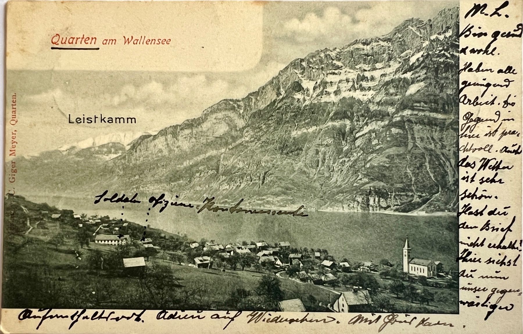 Cartoline postali: AK von Quarten Wallensee mit Leistkamm.1906 – Usato da Muotathal venduto da OttoK01
