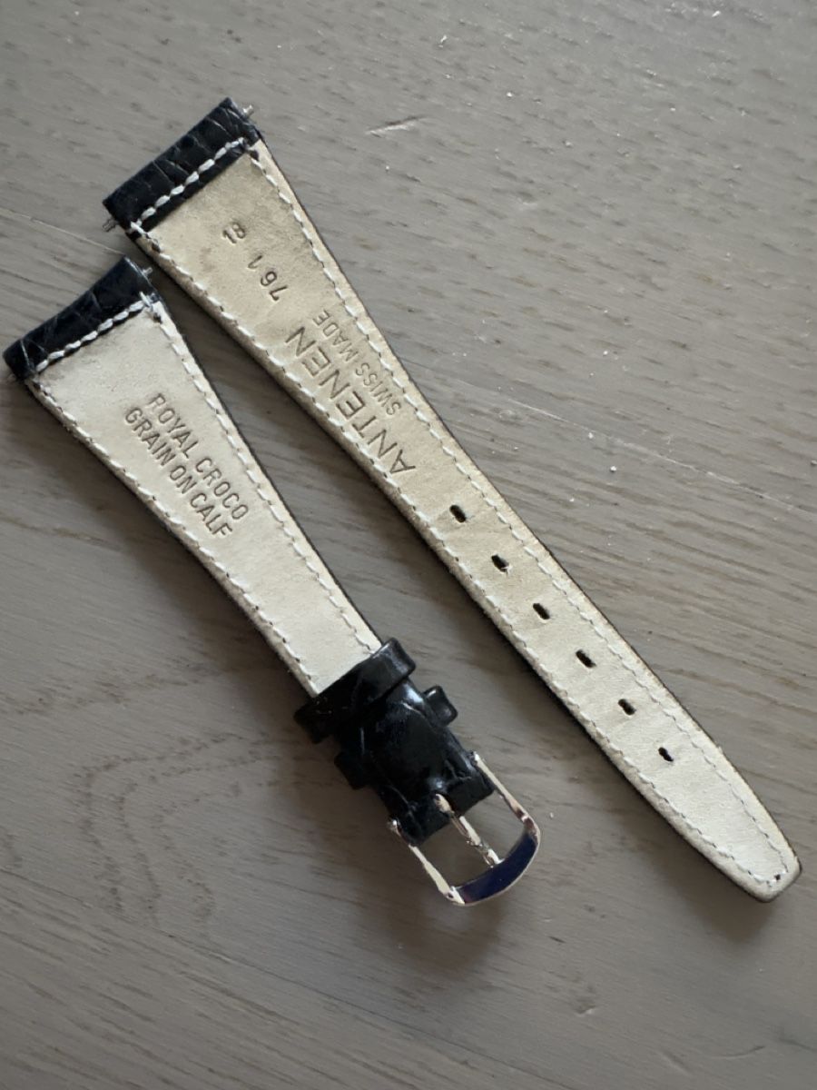 Orologi: Black Leather Croco Watch Strap, 18mm – Usato da Nyon venduto da My_wardrobe 1