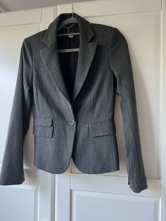 Grauer Damen Blazer Gr. 36, gestreift, Business Look