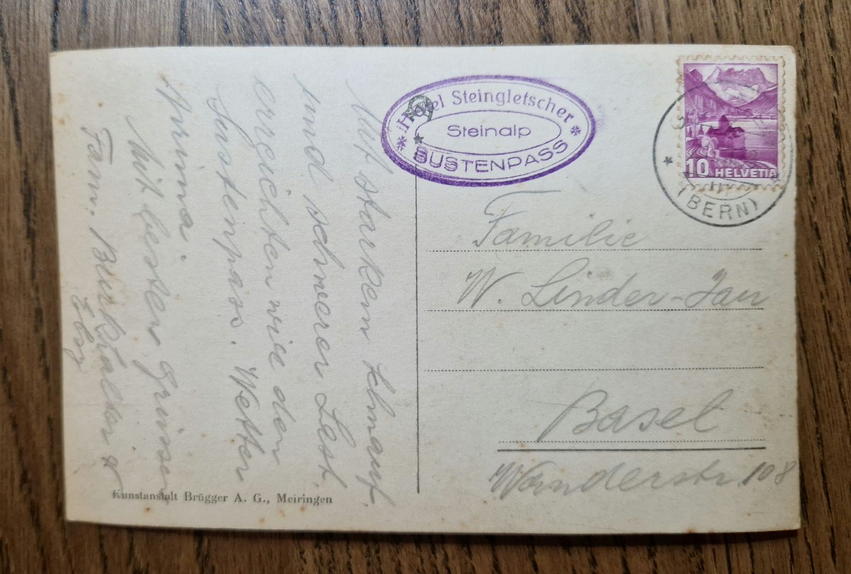 Cartoline postali: Alpinist a. Steingletscher,Stempel Hotel Steingletscher 1938 – Usato da Ebikon venduto da Donar50 1
