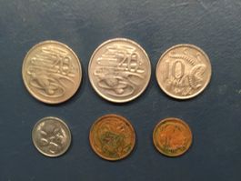 6 Münzen Australien 2x20 Cent 10 Cent 5 Cent 2 Cent 1Cent