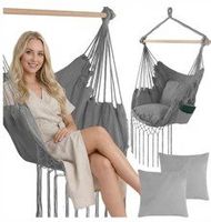 Brasilianischer Gartensessel/Schaukel beige+grau mit Kissen