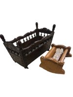 2 kleine alte geschnitzte Holzwiegen für Puppen,19 u. 11 cm