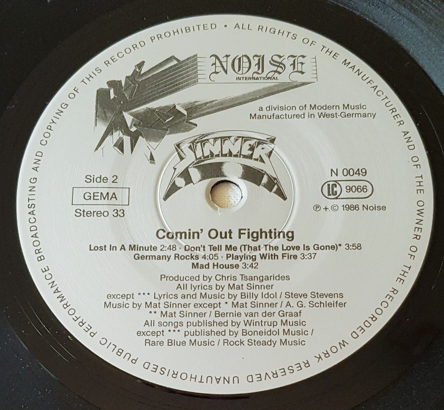 Dischi in vinile: Sinner – Comin' Out Fighting - LP - 1986 - First Press – Usato da Uster venduto da Zardodel 5