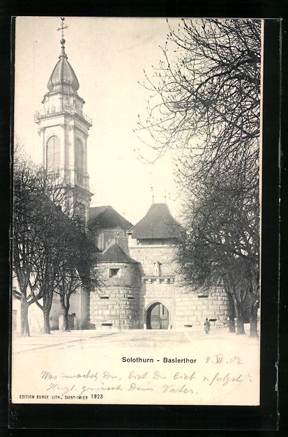 Cartoline postali: AK Solothurn, Partie am Baslertor, 1902 – Usato da Berlin venduto da bartko-reher