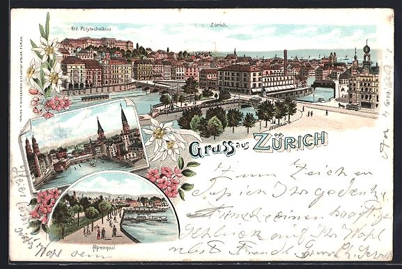 Cartes postales: Litho Zürich, Teilansicht, Eid. Poytech – D'occasion à Berlin par bartko-reher