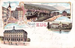 Zug ZG // 1903 Litho Neue Post Rathaus Bürgerspital