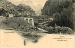 Airolo  TI  -   Gotthard-Bahn bei Stalvedro-Schlucht