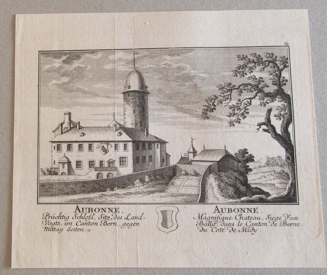 Stiche: Aubonne von Herrliberger 1754 – Gebraucht aus Rafz von Helvet32