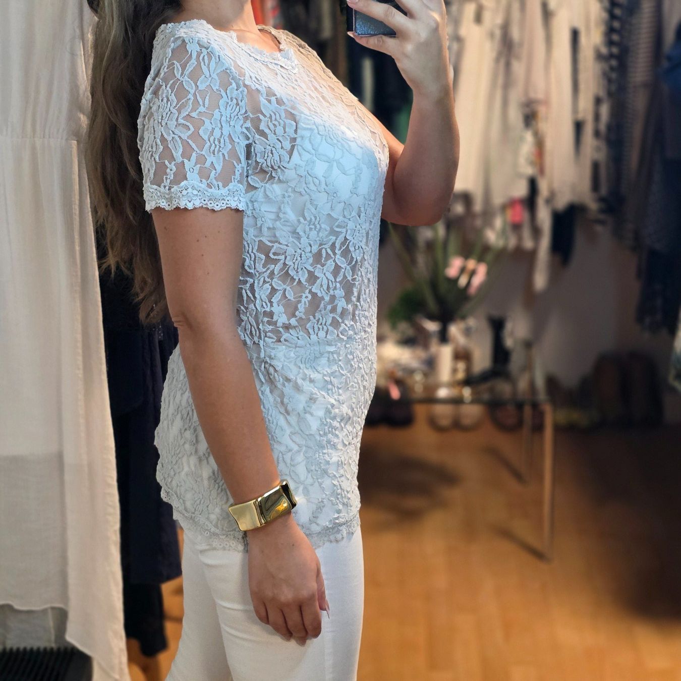 T-Shirts: Spitzenshirt Grau Transparent Elastisch Gr. 38–40 & 40 – Gebraucht aus Wald ZH von CapLux 2