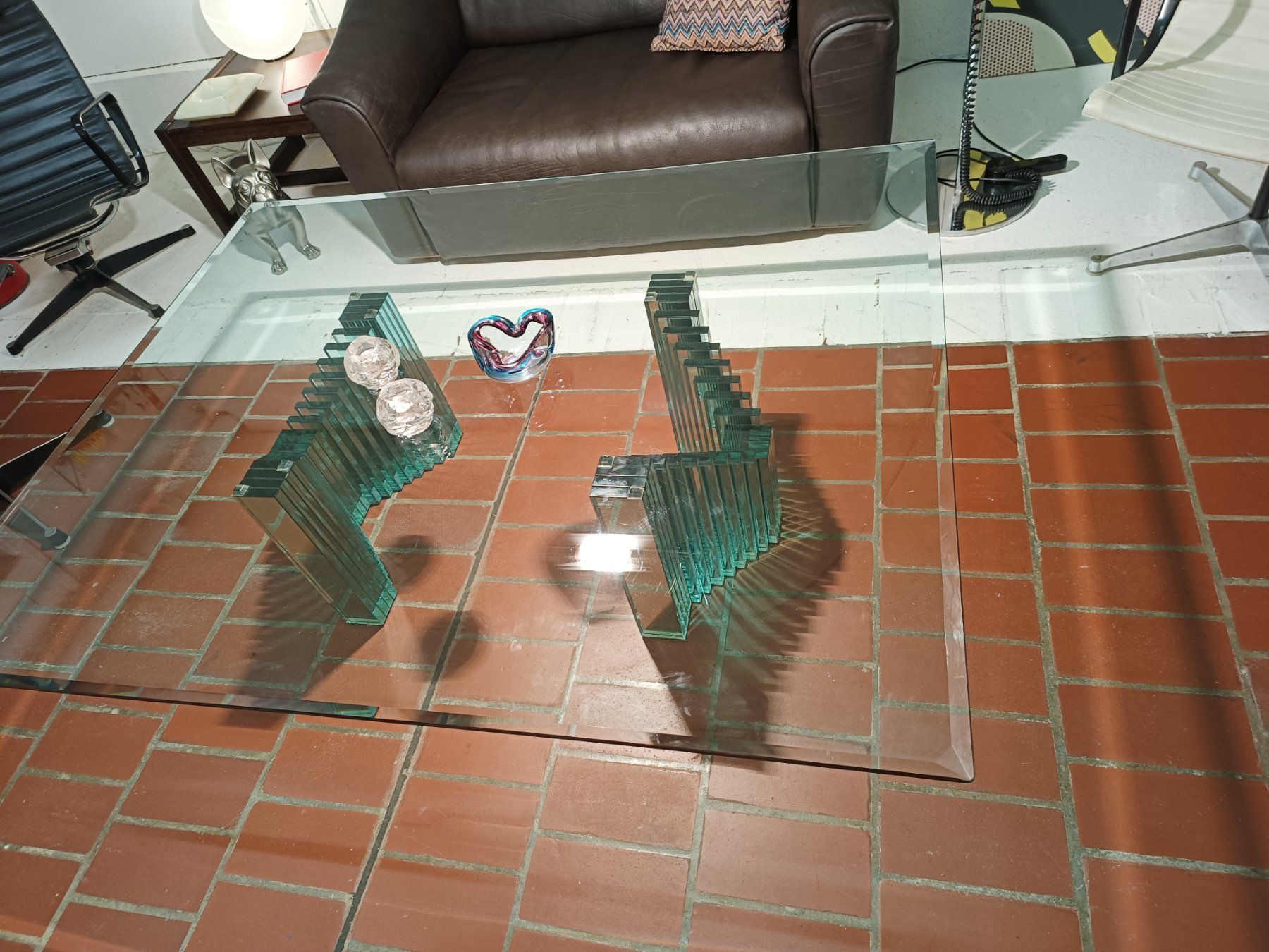 Tavoli: Vintage Glas Couchtisch L.Massoni – Usato da Winterthur venduto da style-and-design.zrh 4