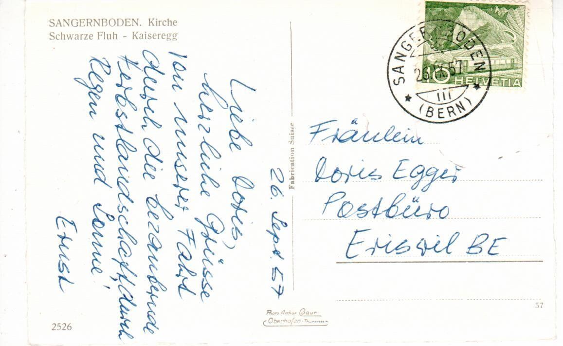 Cartoline postali: Sangernboden Kirche 1957 – Usato da Wolhusen venduto da Curver9 1