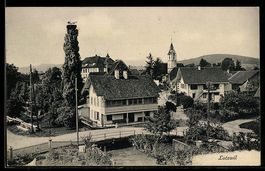 AK Lotzwil, Ortspartie mit Kirche und Brücke