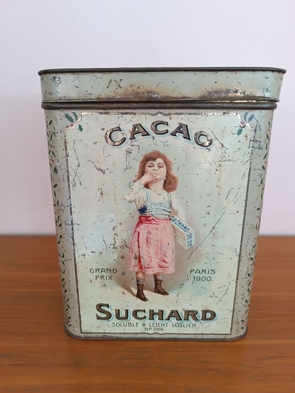 Suchard Schilder: Cacao Suchard Dose um 1900 Emailschild – Gebraucht aus Riehen von sachensucher21