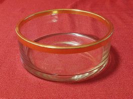 Schwere runde Kristall-Glasschale Mid-Century 22cm