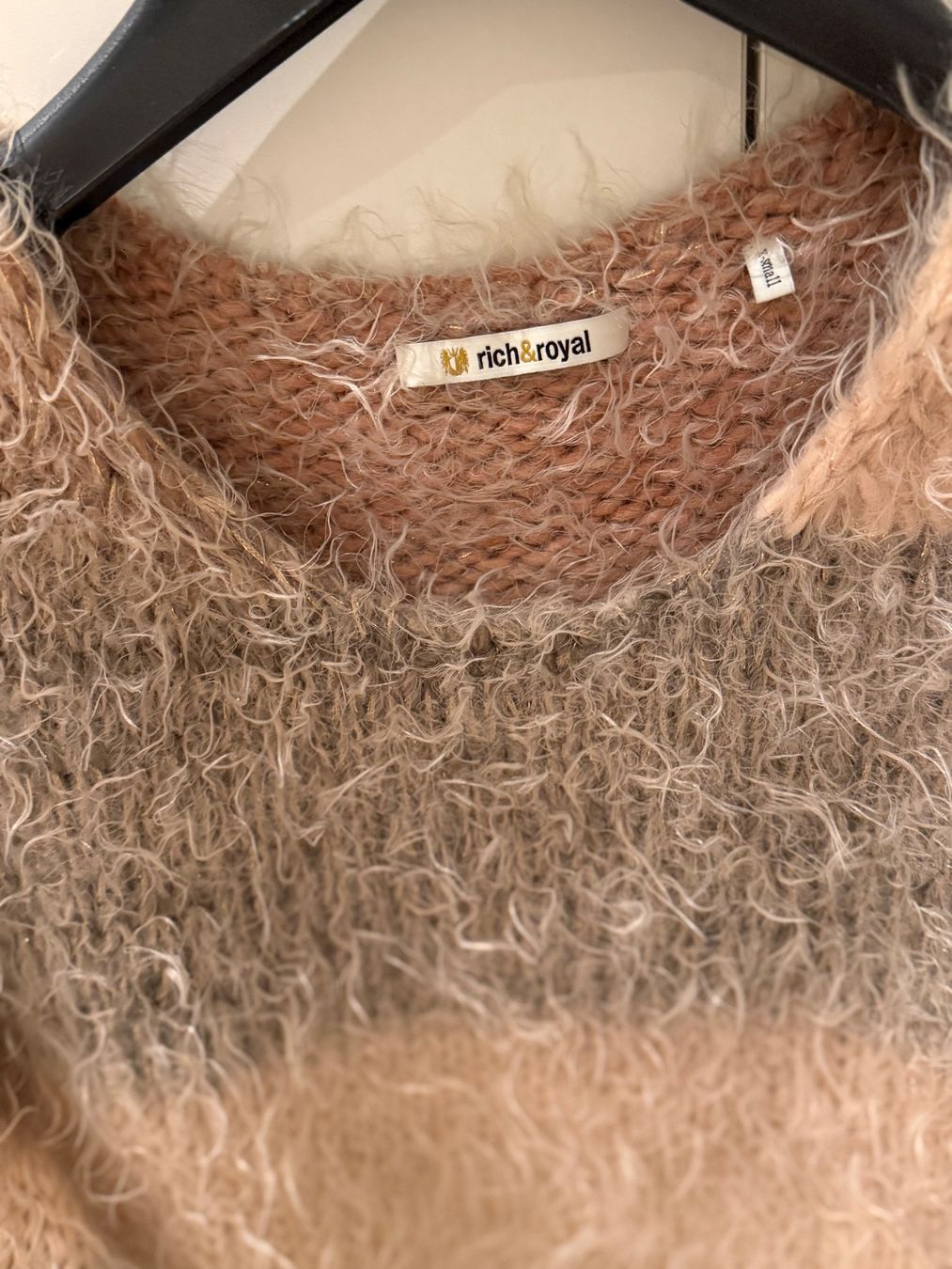 Rich & Royal Pullover & Sweatshirts: Rich & Royal Mischstrickpullover Creme/rosa/Grautöne/Small – Gebraucht aus rheineck von norwegianwood52 2