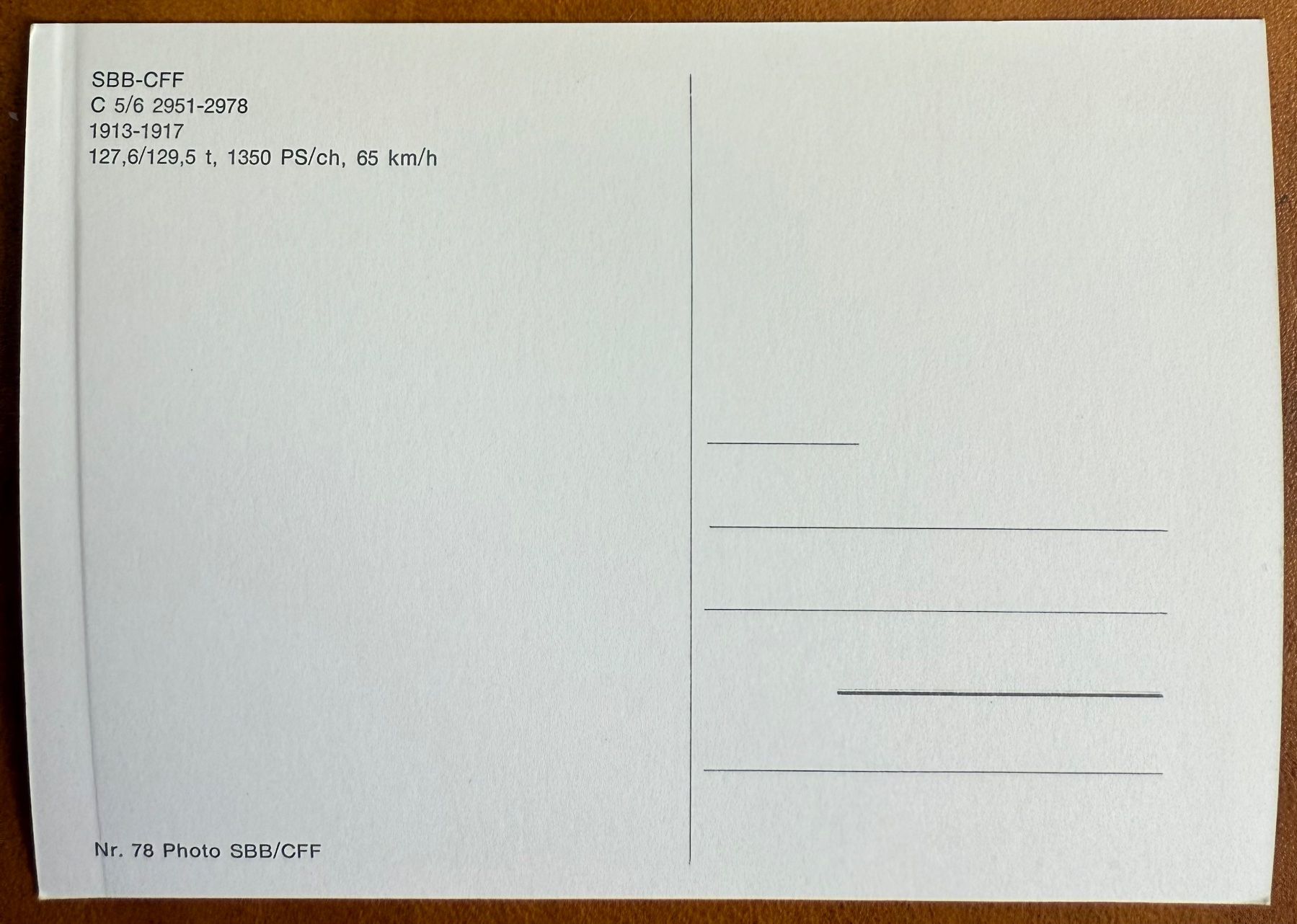 Cartoline postali: SBB-CFF - C 5/6 2951-2978 -  1913 – Usato da Lutry venduto da Ediego 1