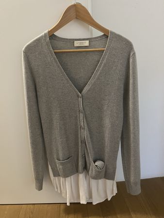 Cashmere Cardigan 100% Kaschmir mit Seide Gr S Grau Uneeto