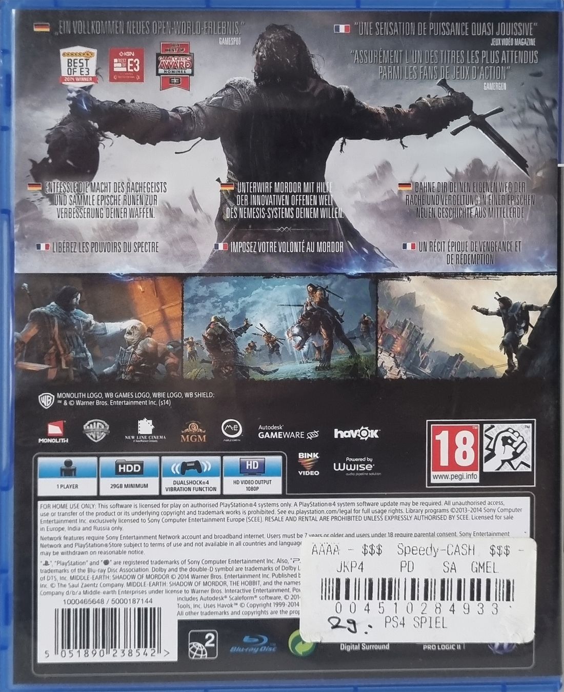 Giochi: PS 4 Shadow of Mordor PS4 – Usato da Oberbipp venduto da ret_6hxb 1