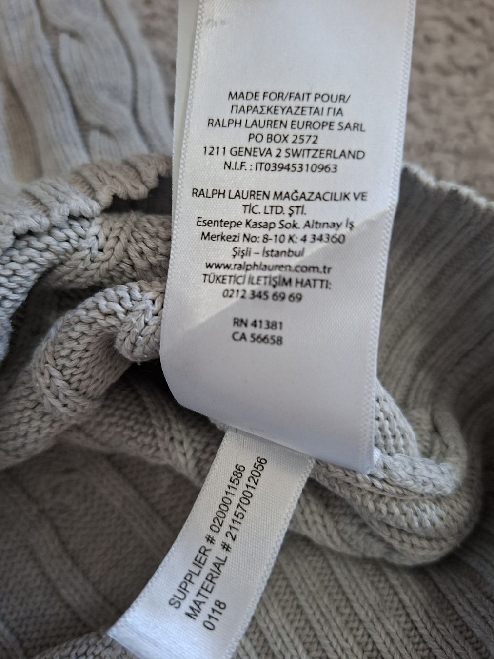 Ralph Lauren Pulls & Sweat-shirts: Pull torsadée Ralph Lauren gris coton taille S  – D'occasion à Renens VD par ser_j2fn 6