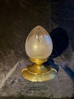 Plafonnier Art Déco, Obus ciselé/givré et laiton, année 30