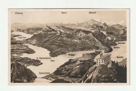 Luzern: Antike Panorama-Postkarte Vierwaldstättersee 1928
