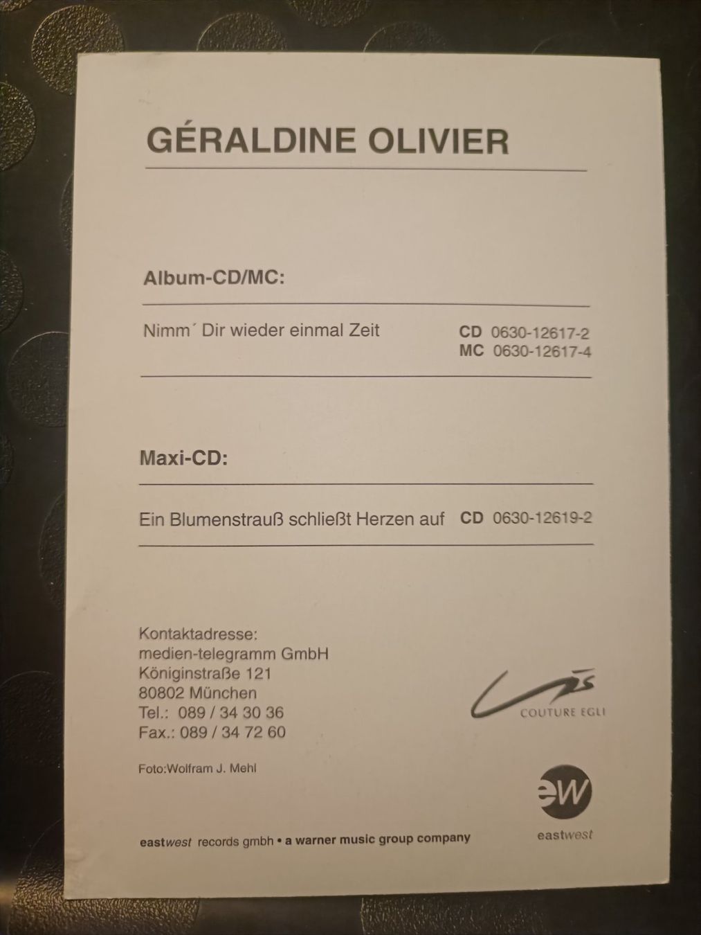 Autografi: Géraldine Olivier - handsignierte Autogrammkarte – Usato da Menziken venduto da Artographs 1