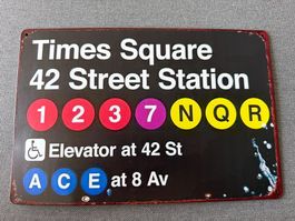 Blechschild Times Square 42 Street Subway New York 20x30cm