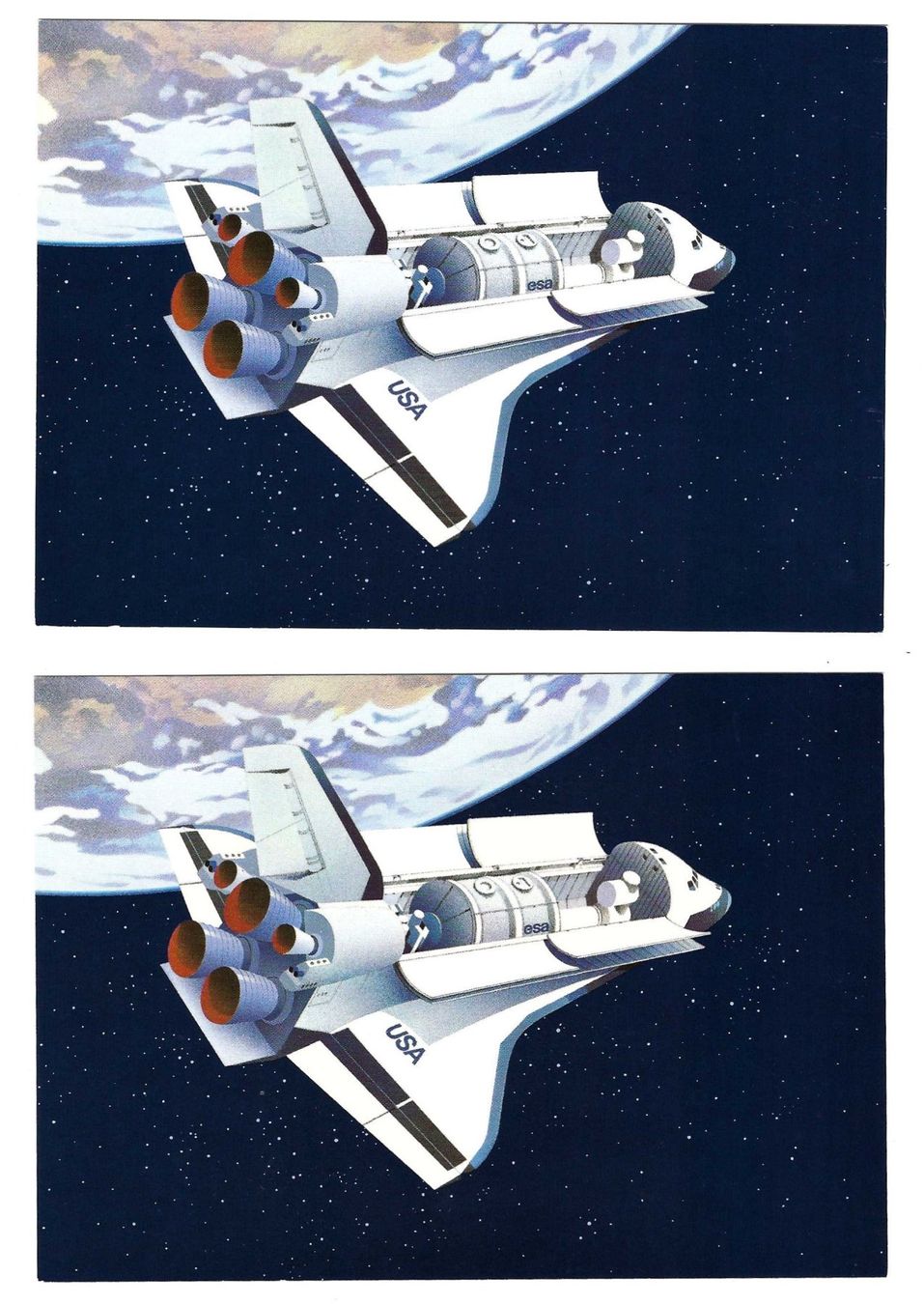 Cartoline postali: 1981 2 Bildpostkarten 40 Rp. Space Shuttle / LURABA, Luzern – Usato da Wädenswil venduto da Chimbo16 1