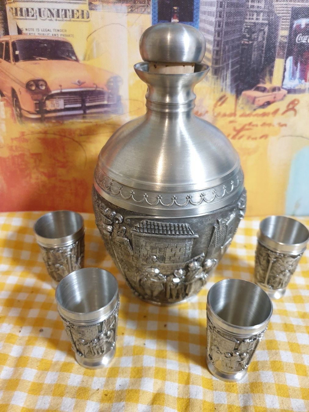 Altro: Zinn Schnaps Flasche 4 Glässer – Usato da Olten venduto da Marsmobil