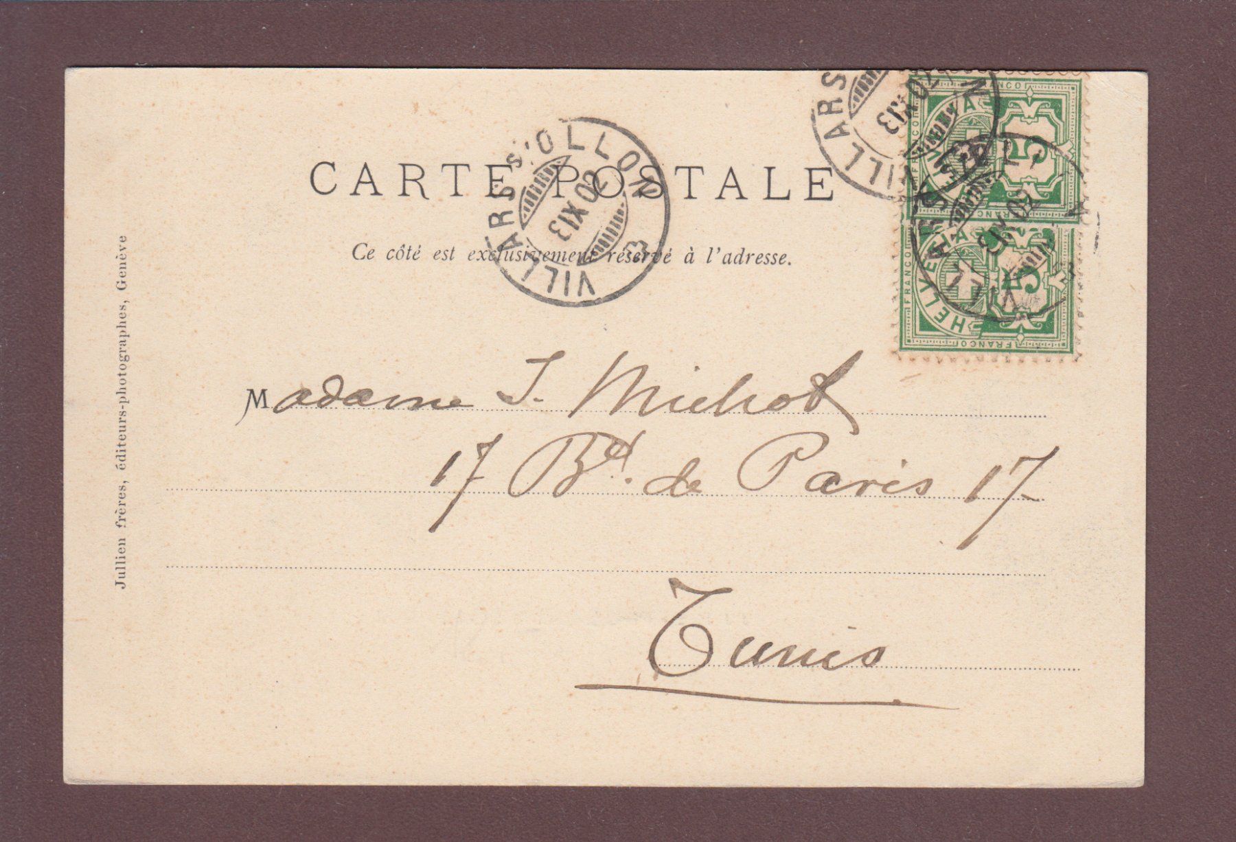 Cartoline postali: CHESIERES - Dents du Midi - 1902 – Usato da Pully venduto da nicecards 1