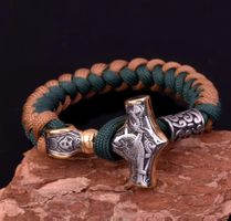 Vikinger Armband Thor Hammer Vikings grün braun