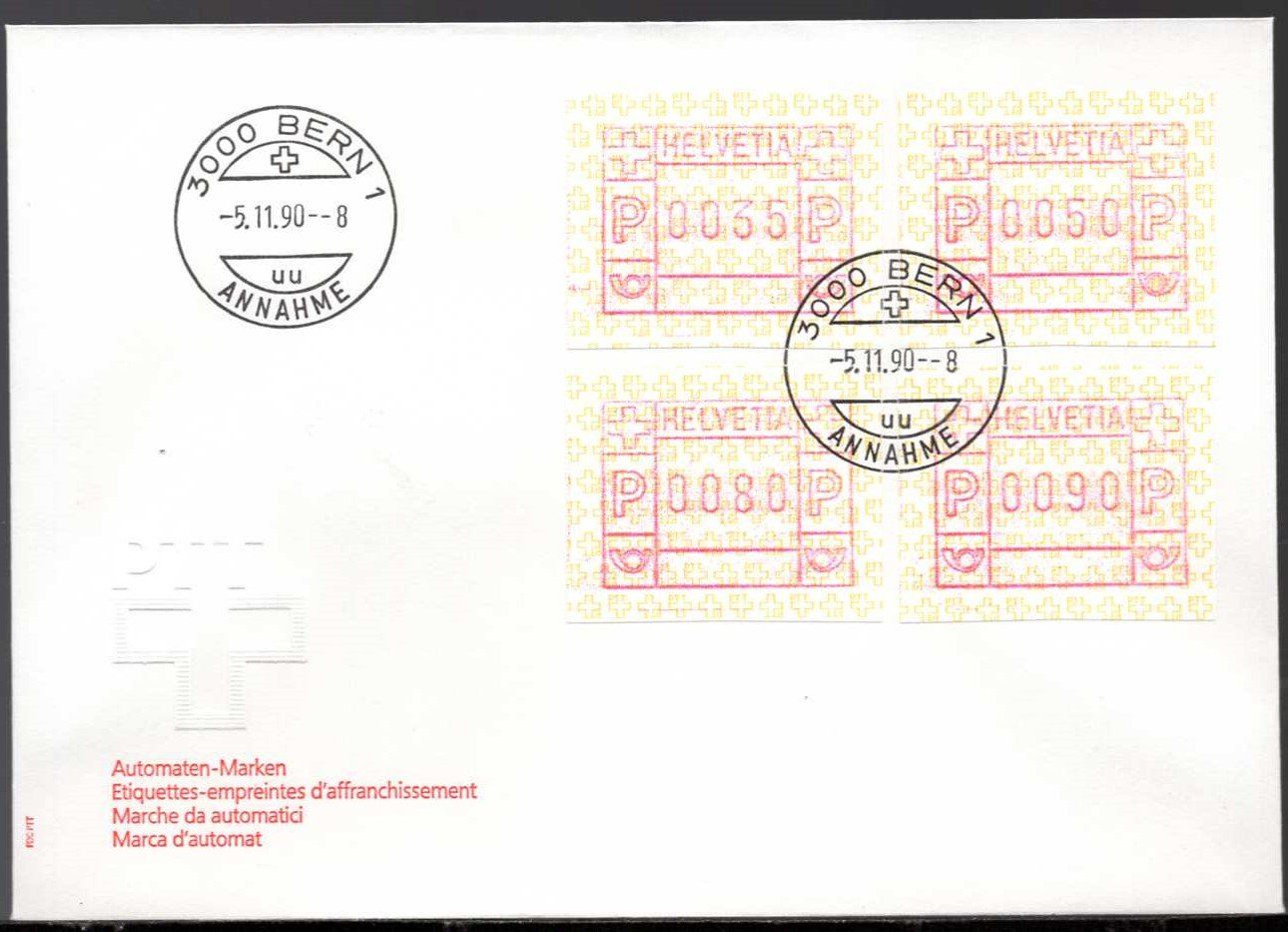 Tutti i francobolli: Automatenstempel 5.11.1990  FDC – Usato da Aarau venduto da kufi44