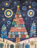 Original Aquarell Weihnachtsbaum naive Kunst Bild