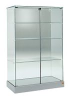 Glasvitrine Theke, ESG Glas, Silber (B.93cmxT.46cmxH.140cm)