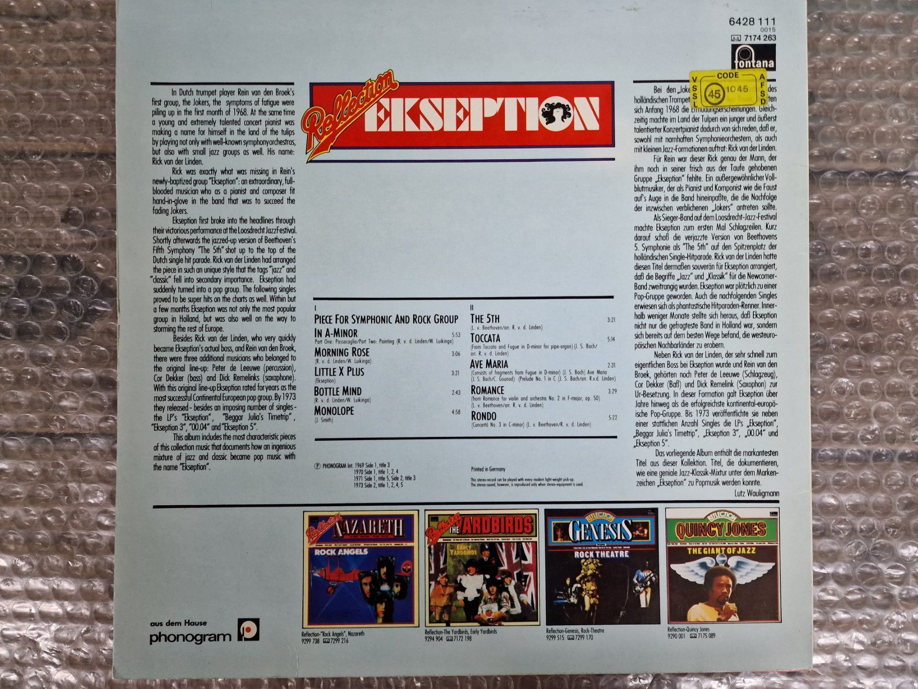 Dischi in vinile: Ekseption LP – Reflection – Usato da Root venduto da atelier22 1