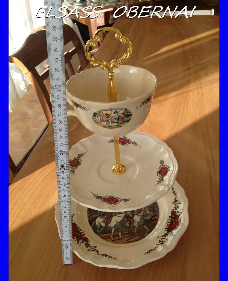 Piatti: Grosse Etagere mit Obernai Elsass Gedeck – Usato da Subingen venduto da ArtBead 6